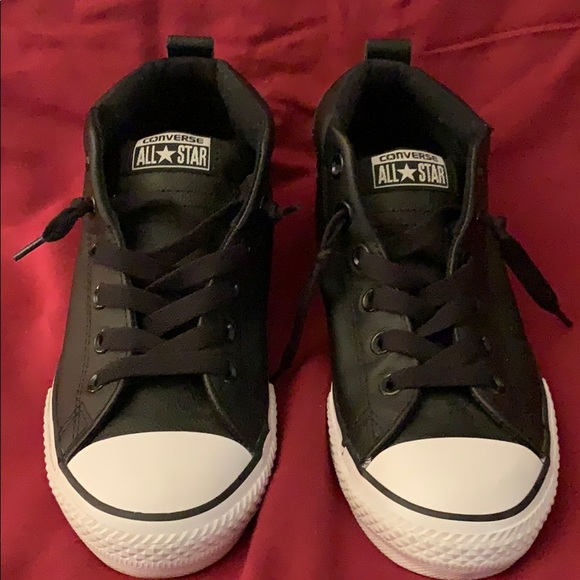 black leather converse youth